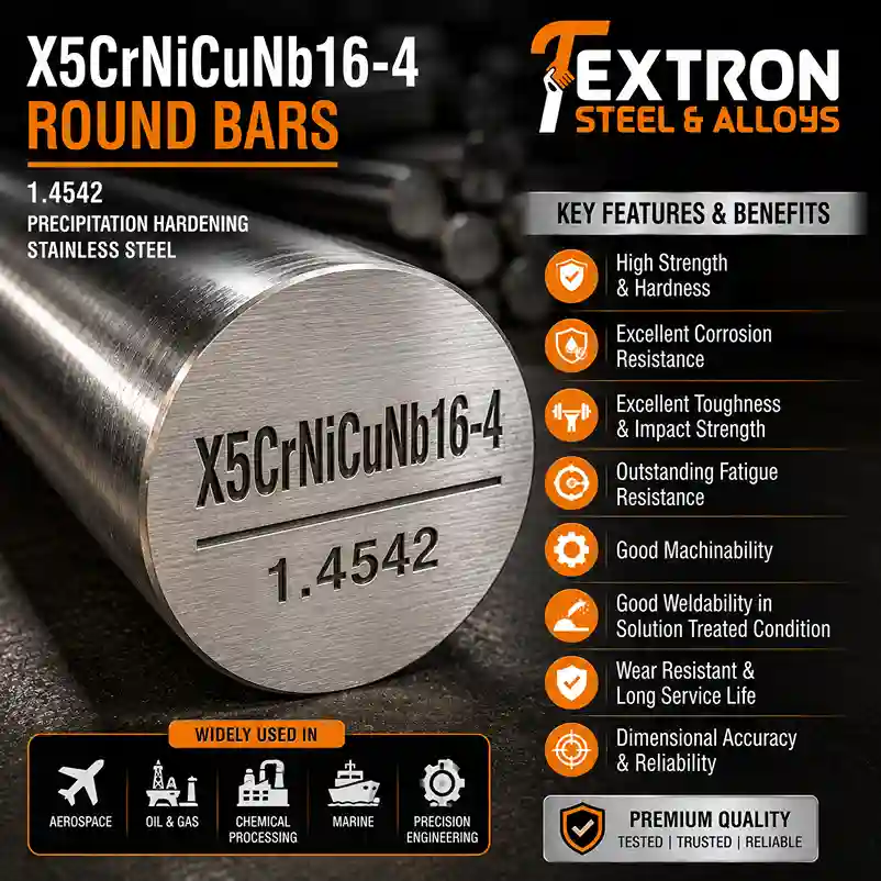 X5CrNiCuNb16-4 Round Bars, 1.4542 Round Bars